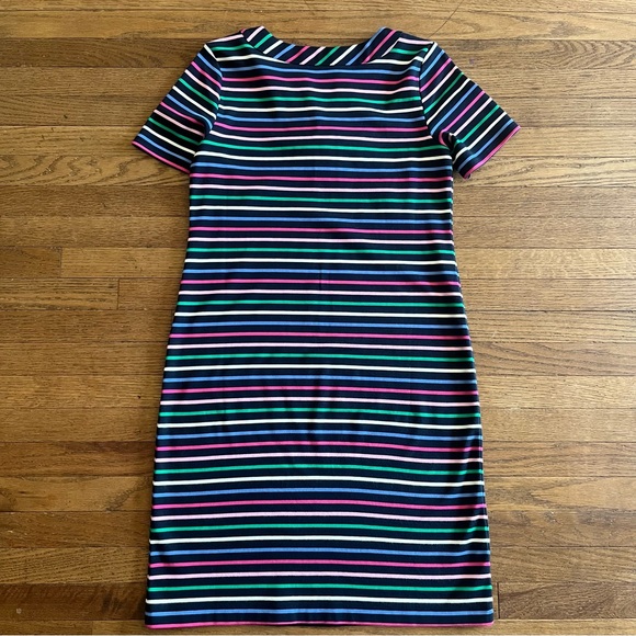 Talbots Short Sleeve Bow Detail Multi Striped Cotton Dress Cute And Comfy Small - Picture 7 of 7